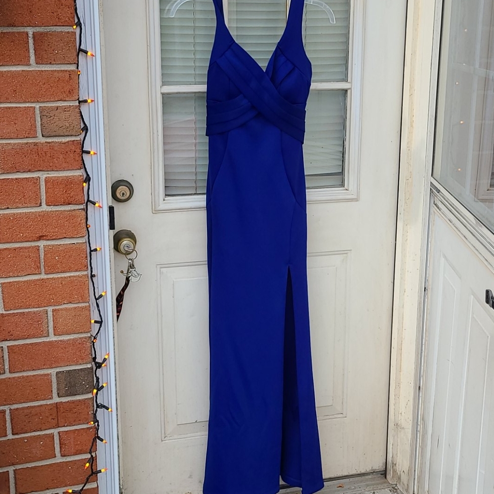 Ankle length navy blue dress
